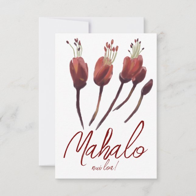 Mahalo Uhiuhi Blossom Rare Native Hawaiian Elegant Thank You Card (Front)
