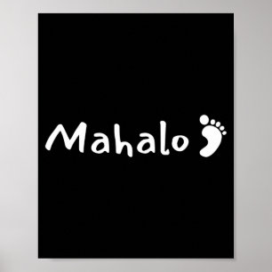 Mahalo w_footprint - hawaiian thank - hawaii poster