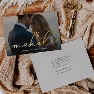 Mahalo Wedding Photo Foil Thank You Card