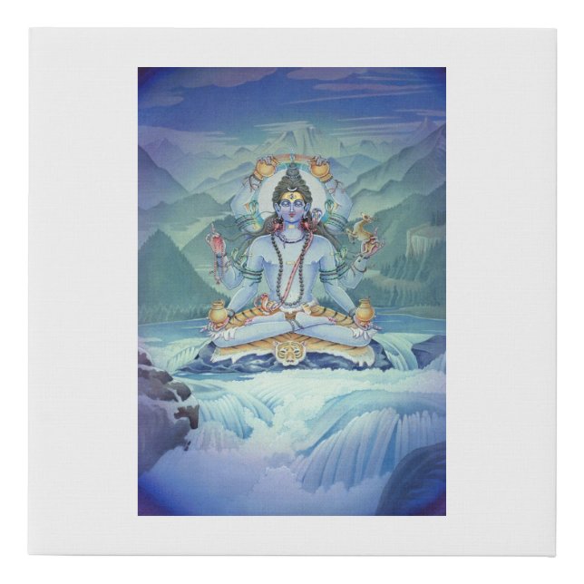 "Mahamrityunjaya" form of Hindu god, Shiva Faux Canvas Print (Front)