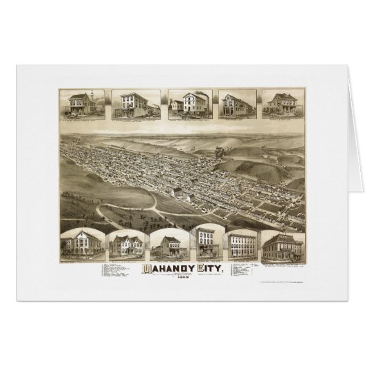 Mahanoy City, PA Panoramic Map - 1889 Cards (Front Horizontal)