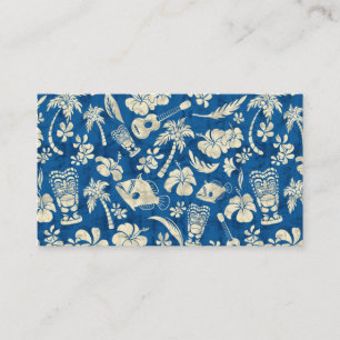 Mahapuu Beach Hawaiian Batik Natural and Blue Business Card