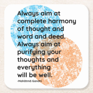 Mahatma Gandhi Always Quotes Square Paper Coaster