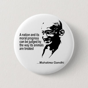 Mahatma Gandhi Animal Rights Button
