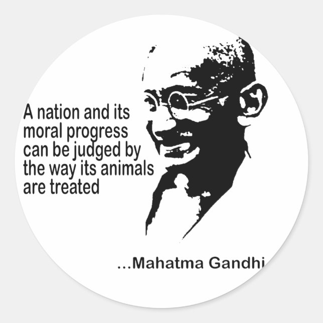 Mahatma Gandhi Animal Rights Classic Round Sticker (Front)