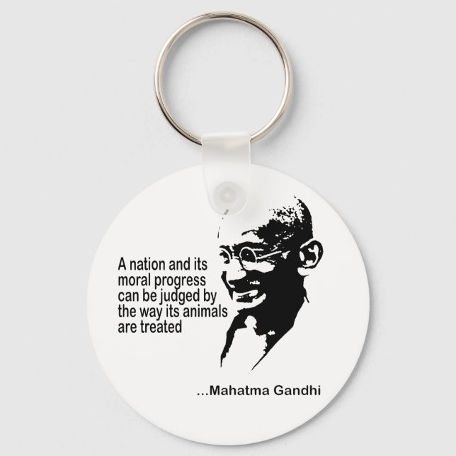 Mahatma Gandhi Animal Rights Keychain (Front)