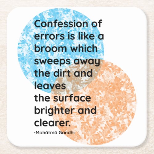 Mahatma Gandhi Confession Quotes Square Paper Coaster