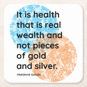 Mahatma Gandhi Health Quotes Square Paper Coaster