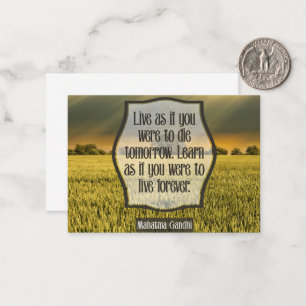 Mahatma Gandhi Inspirational Quote "Live" Note Card