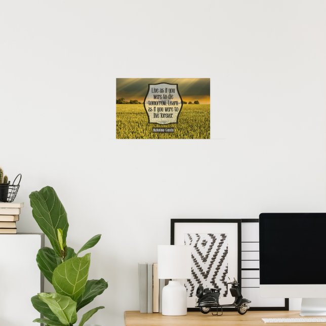 Mahatma Gandhi Inspirational Quote "Live" Poster (Home Office)