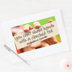 Mahatma Gandhi Inspirational Quote "Shake hands" Rectangular Sticker