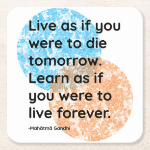 Mahatma Gandhi Live Learn Quotes Square Paper Coaster