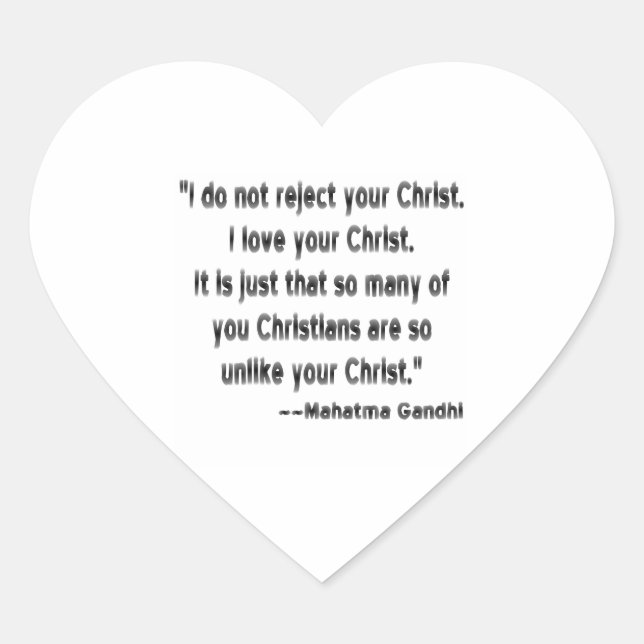 Mahatma Gandhi on Christians Heart Sticker (Front)