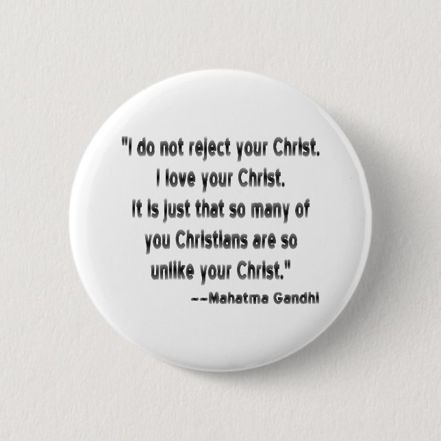 Mahatma Gandhi on Christians Pinback Button (Front)