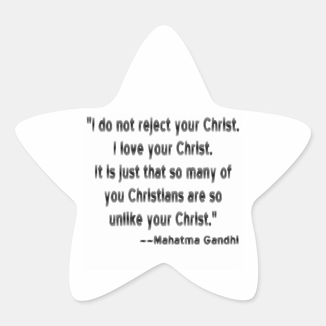 Mahatma Gandhi on Christians Star Sticker (Front)