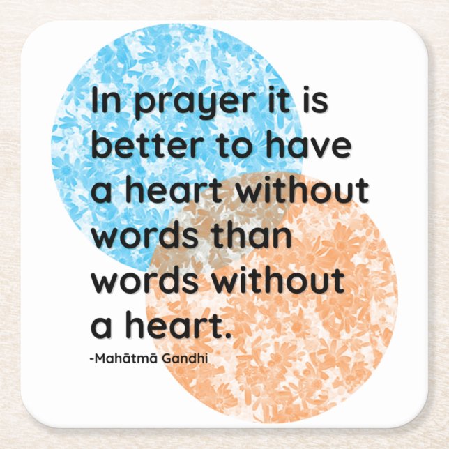 Mahatma Gandhi Prayer Heart Quotes Square Paper Coaster (Front)