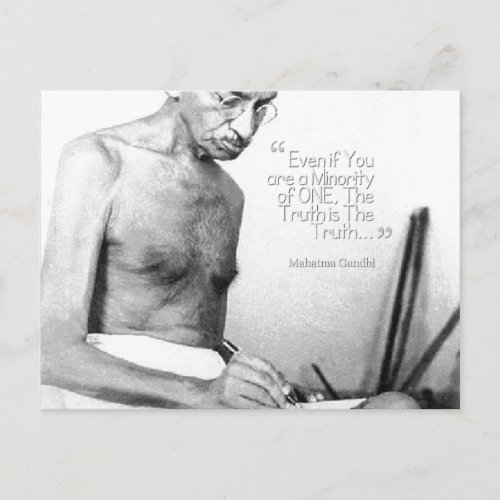 Mahatma Gandhi Quote Minority of One Truth Postcard