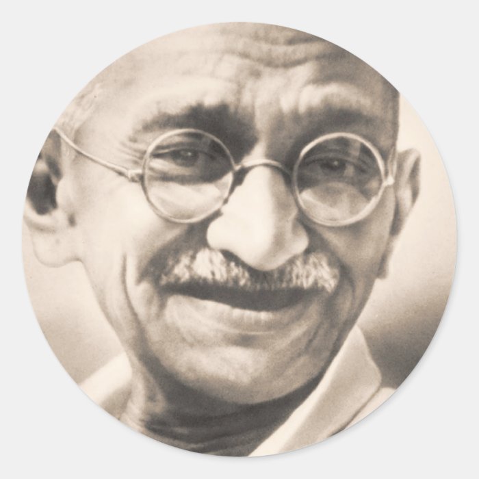 Mahatma Gandhi Round Stickers