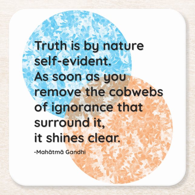 Mahatma Gandhi Truth Quotes Square Paper Coaster (Front)