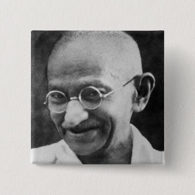 Mahatma Ghandi Portrait Photograph Button (Front)