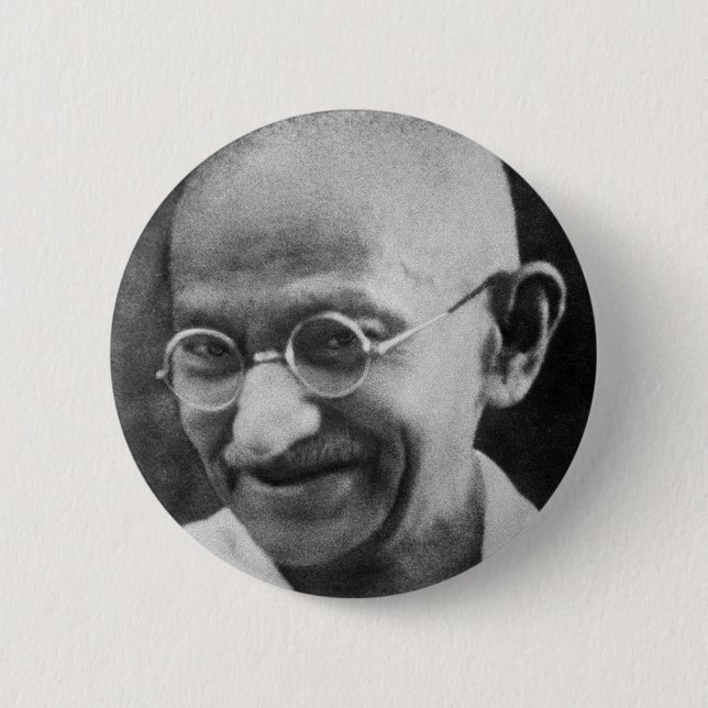 Mahatma Ghandi Portrait Photograph Pinback Button (Front)