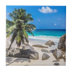 Mahe Seychelles Carana Beach gift Poster Ceramic Tile