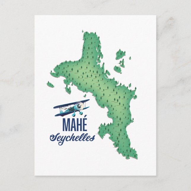 Mahé, Seychelles Vintage map Postcard (Front)