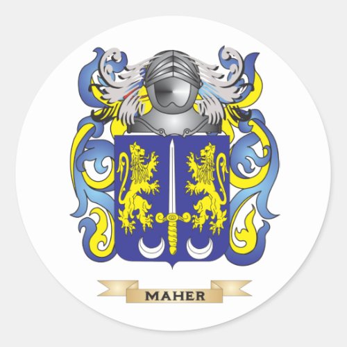 Maher Coat of Arms Family Crest Classic Round Sticker