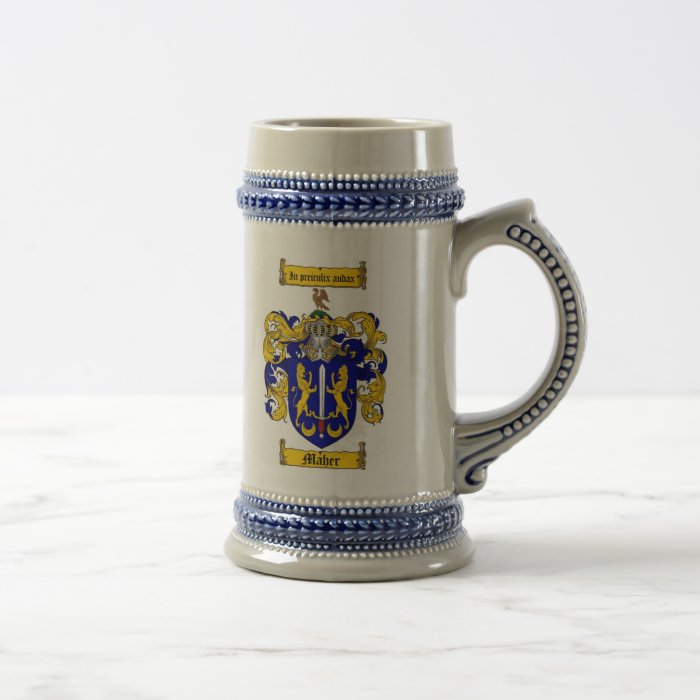 Maher Coat of Arms Stein / Maher Crest Stein Mugs