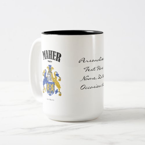 Maher Family Crest Translation  Meaning Two_Tone Coffee Mug