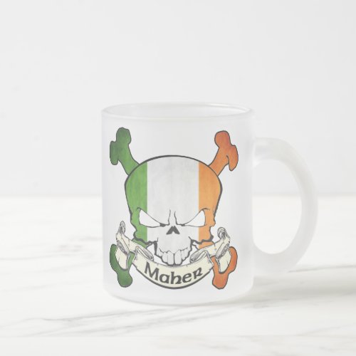 Maher Irish Skull Frosted Glass Coffee Mug