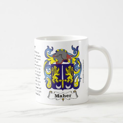 Maher Origin Meaning and the Crest on a mug