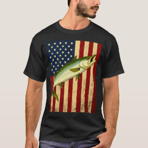 Mahi Mahi American Flag Fishing Badge Design T-Shirt