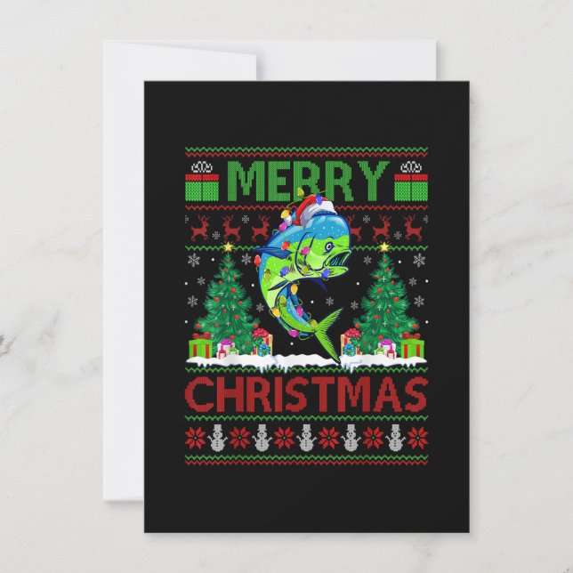 Mahi Mahi Fish Lover Xmas Tree Santa Mahi Mahi Chr Invitation (Front)
