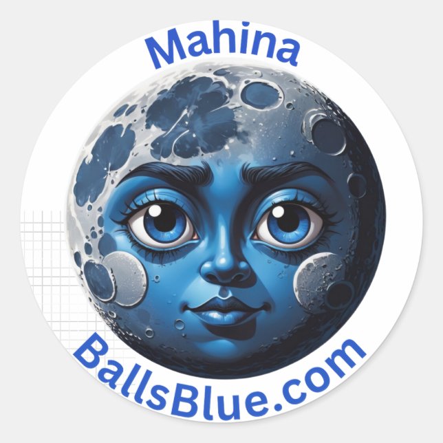 Mahina (Moon) Sticker – BallsBlue Collection (Front)