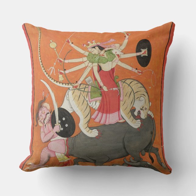 'Mahishasuramardini', from the 'Devimahatmya of Ma Throw Pillow (Front)