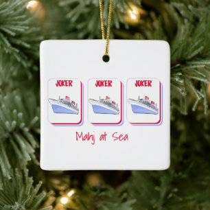 Mahj at Sea Mahjong Personalized Cruise Gifts Ceramic Ornament