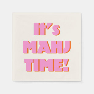 Mahj Mahjong Mah Jongg Pink Quote Cute Fun Napkins