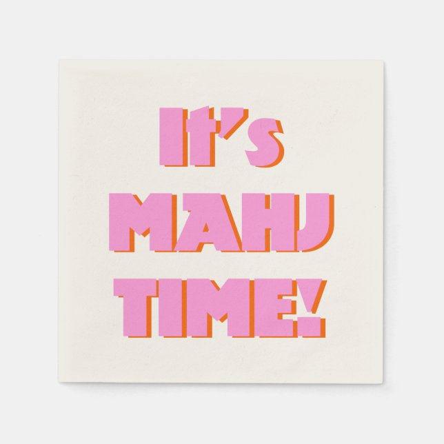Mahj Mahjong Mah Jongg Pink Quote Cute Fun Napkins (Front)