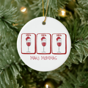 Mahj Mommas Personalized Wine Mahjong South Tiles Ceramic Ornament