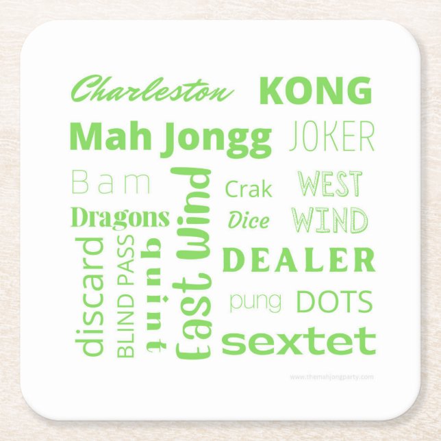 Mahj Paper Coaster in Green (Front)