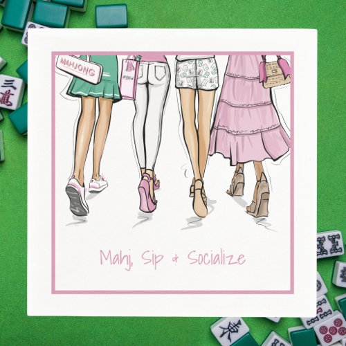 Mahj Sip & Socialize Preppy Mahjong Ladies Napkins
