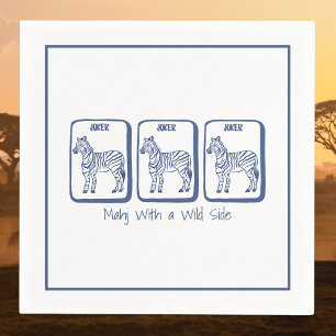 Mahj With a Wild Side Navy Zebra Mahjong Party Napkins