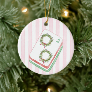 Mahj-y Christmas Wreath Mahjong  Ceramic Ornament