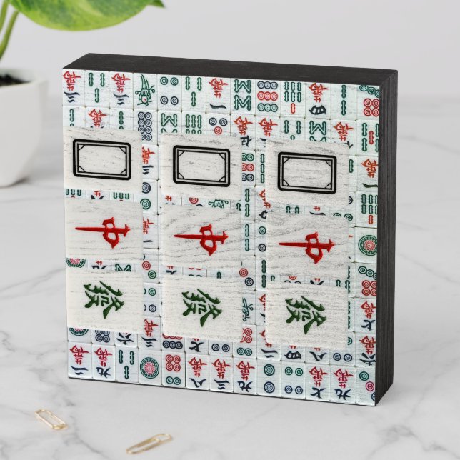 mahjong art wooden box sign (In Situ Vertical)