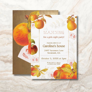 Mahjong Autumn Apple Party Invitation