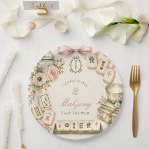 Mahjong baby shower paper plates