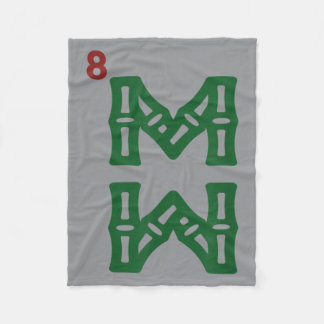 Mahjong Bamboo Sozu Eight Bams Tile Chinese Mah Fleece Blanket