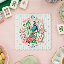 Mahjong Bird Floral Coaster Elegant