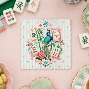 Mahjong Bird Floral Coaster Elegant